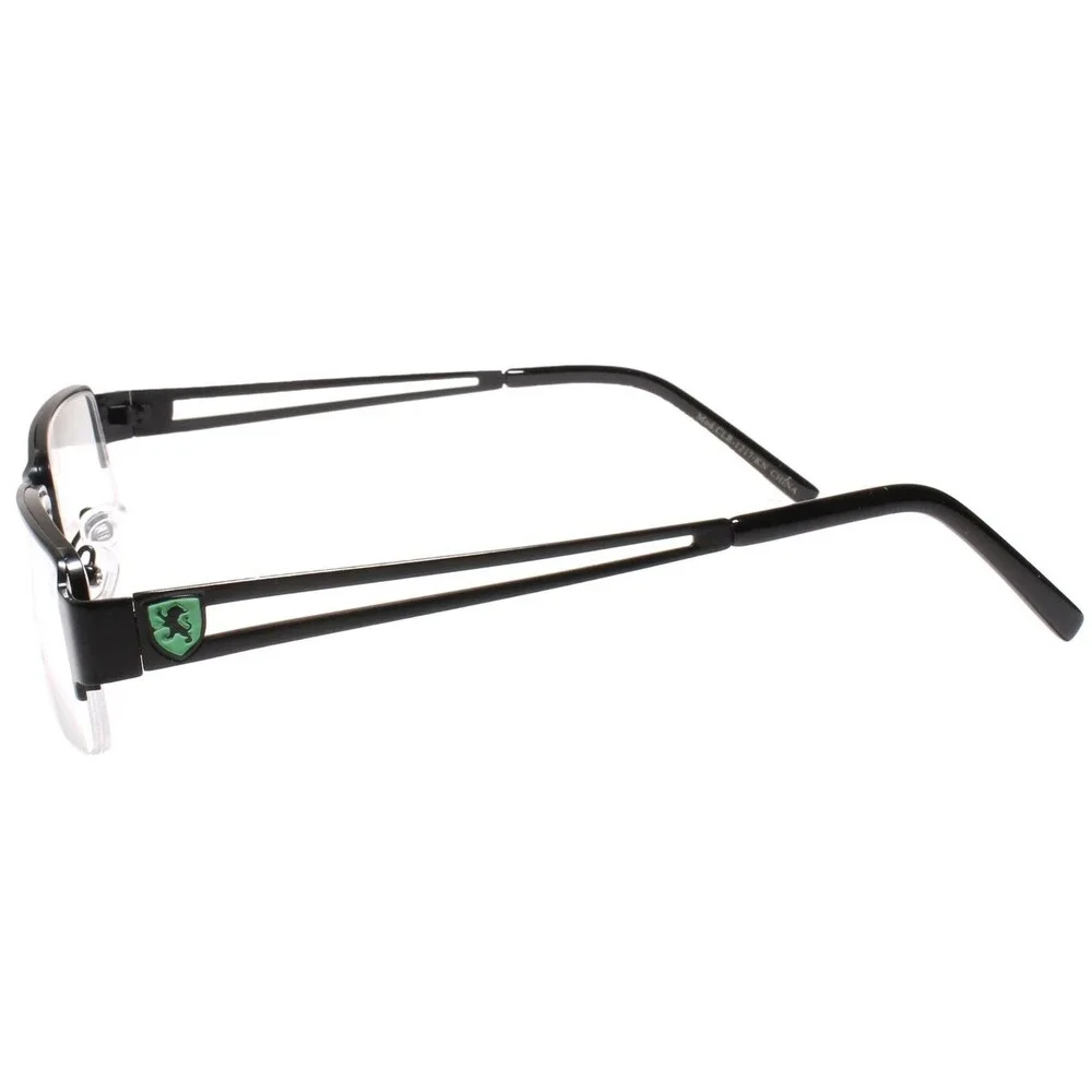 Khan Designer Stylish Smart Clear Lens Semi Rimless Eye Glasses Black Frame